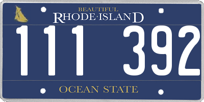 RI license plate 111392