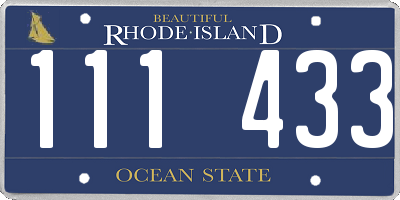 RI license plate 111433