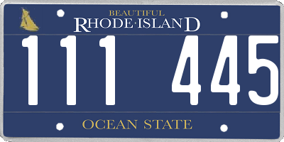 RI license plate 111445