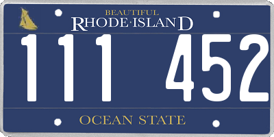 RI license plate 111452