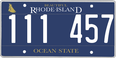 RI license plate 111457