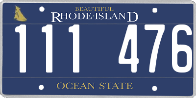 RI license plate 111476