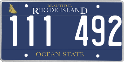 RI license plate 111492