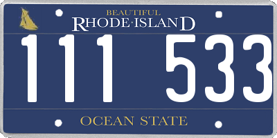 RI license plate 111533