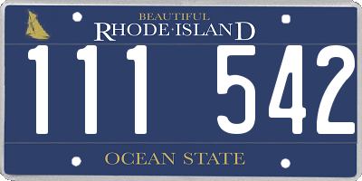 RI license plate 111542