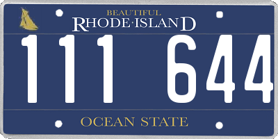 RI license plate 111644