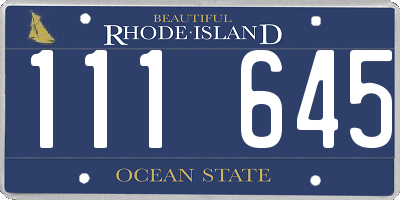 RI license plate 111645
