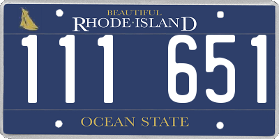 RI license plate 111651