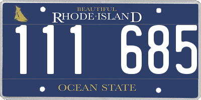 RI license plate 111685