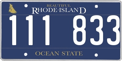 RI license plate 111833