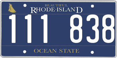 RI license plate 111838