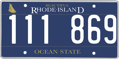 RI license plate 111869