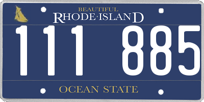 RI license plate 111885