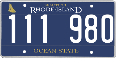 RI license plate 111980