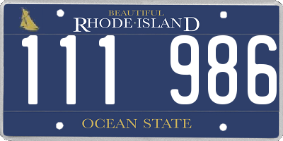 RI license plate 111986