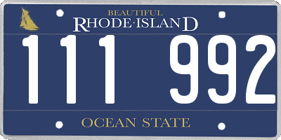 RI license plate 111992