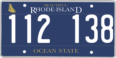 RI license plate 112138