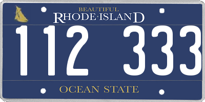 RI license plate 112333
