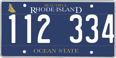 RI license plate 112334