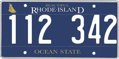 RI license plate 112342
