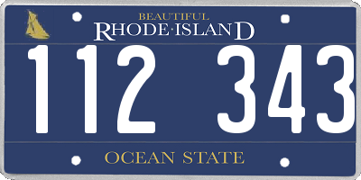RI license plate 112343