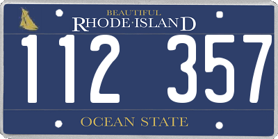 RI license plate 112357