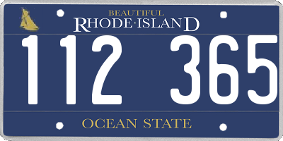 RI license plate 112365