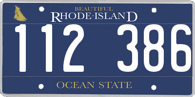RI license plate 112386