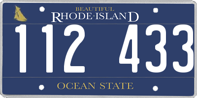 RI license plate 112433