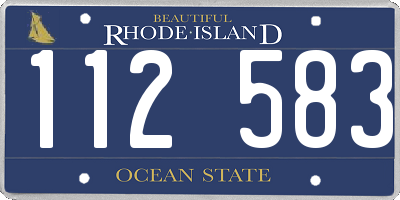 RI license plate 112583