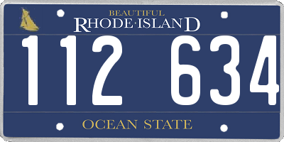RI license plate 112634