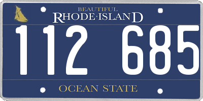 RI license plate 112685
