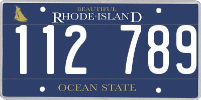 RI license plate 112789
