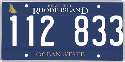 RI license plate 112833