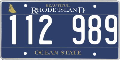 RI license plate 112989
