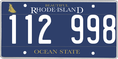 RI license plate 112998