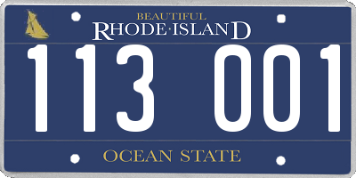 RI license plate 113001