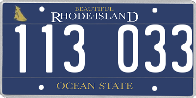 RI license plate 113033