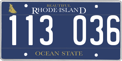 RI license plate 113036