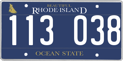 RI license plate 113038
