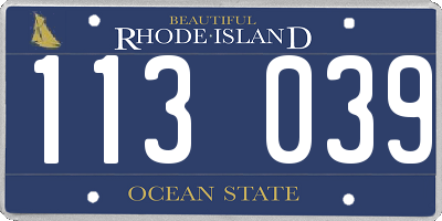 RI license plate 113039