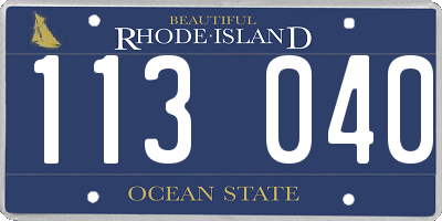 RI license plate 113040