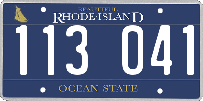 RI license plate 113041