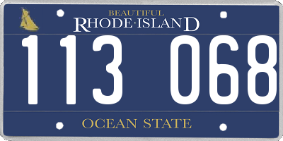 RI license plate 113068