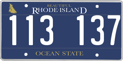 RI license plate 113137