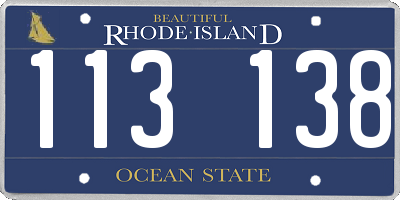 RI license plate 113138