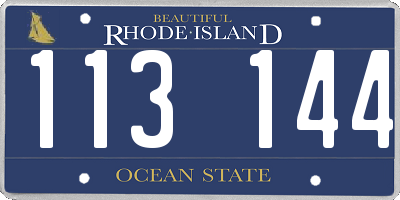 RI license plate 113144