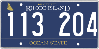 RI license plate 113204