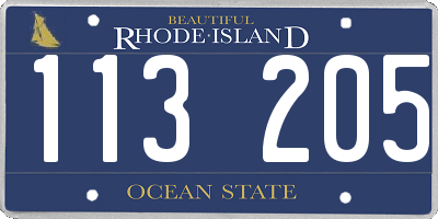 RI license plate 113205
