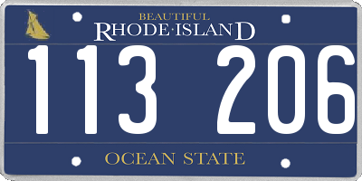 RI license plate 113206